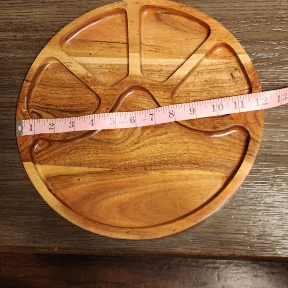 Carved Acacia Wood Divided Serving Tray - Picture 6 of 9